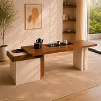 Table basse moderne en bois écologique avec tiroir de rangement et base en pierre pour salon, meubles de maison