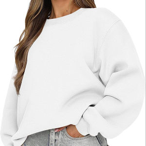 Sweat à manches longues pour femmes de haute qualité décontracté col rond coupe ample pull à capuche polaire automne hauts - Product Image 1