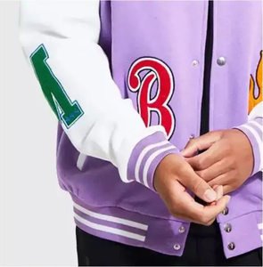 OEM Manufacturer High Quality Embroidery <b>Men's</b> 100% Wool Breathable Quick Dry <b>Summer</b> Varsity Baseball <b>Jacket</b> Wholesale Blank - Product Image 4