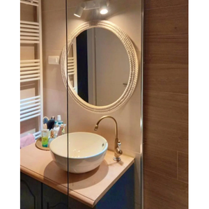 Espejo Redondo Náutico de Estilo Antiguo con Cuerda de Algodón Trenzada, Decoración Moderna para el Hogar, Espejo Ovalado Colgante de Pared con Marco Metálico Hecho a Mano - Product Image 2