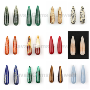 Pierre précieuse de haute qualité, quartz bleu naturel, 9x30 mm, lisse, briolette, poli, longue goutte, paire, fabrication de bijoux, pierres précieuses - Product Image 4