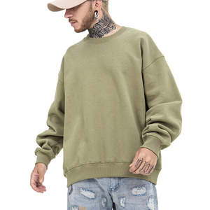 เสื้อสเวตเตอร์คอกลมสีเบจโอเวอร์ไซส์สำหรับผู้ชายทรงหลวมแบบลำลองแขนยาวแบบสวมหัวสไตล์ฮิปฮอปผ้าคอตตอนเนื้อนุ่มผสมสำหรับฤดูใบไม้ร่วง - Product Image 6