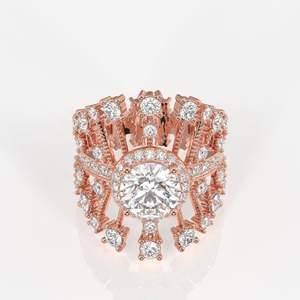 Round Cut Moissanite Diamond <b>Cocktail</b> <b>Ring</b> with 9K <b>Gold</b> Elegant <b>Cocktail</b> <b>Ring</b> for Women - Product Image 6