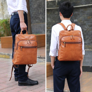 100% Pure Genuine <b>Leather</b> <b>Backpack</b> New Style Vintage Travel Bag with Zipper Closure Fashionable Full <b>Leather</b> for <b>Men</b> - Product Image 2