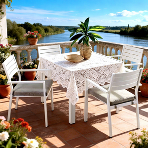 Juego de Mesa y Sillas de Comedor de Acero Moderno para Jardín, Precio de Fábrica Económico, Apilable, para Uso en Exteriores, 4 Sillas y 1 Mesa - Product Image 2