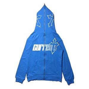 Fabricant de vêtements, sweat à capuche surdimensionné avec impression personnalisée, fermeture éclair intégrale, streetwear, sweat à capuche grande taille, sweat à capuche hip-hop pour homme - Product Image 2