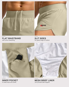 Ensemble de deux shorts d'entraînement en polyester à séchage rapide avec taille élastique et poches pour hommes, idéal pour la course à pied et les sports d'équipe. - Product Image 5
