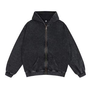 Sweat à capuche unisexe ample en tissu polaire avec fermeture éclair, 100% coton, logo personnalisé imprimé à l'écran, broderie, écologique, coupe-vent - Product Image 1