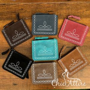 2024 Top vendeur personnalisé botte point daim cuir grande capacité en cuir véritable porte-monnaie Mini changement portefeuille porte-monnaie femmes - Product Image 1