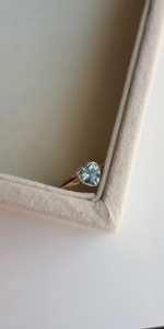 Bagues Solitaires Unisexe en Or 14K Personnalisées avec Pierre Précieuse Aigue-marine Taillée en Cœur, Style Vintage Romantique, pour Mariages - Vente en Gros - Product Image 5