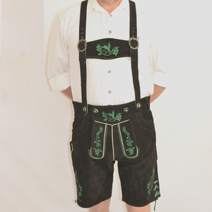 2024 New Style Men's Cotton Oktoberfest Lederhosen <b>Shorts</b> Embroidered Pattern Solid <b>Decor</b> Button Waist High Street Mid 6XL Size - Product Image 4