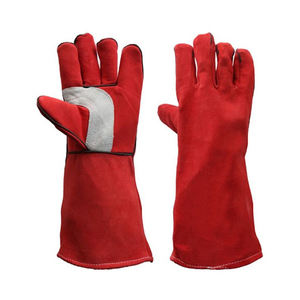 Guantes de cuero de soldadura industrial de cuero de manga larga guantes de soldadura rojos función Anti calor guantes de cuero industrial para hombres - Product Image 6