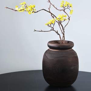 Jarrón de madera de granja para decoración del hogar, jarrones de madera rústica para decoración centro de mesa, jarrón de madera marrón negro, jarrones de madera para Decoración - Product Image 5