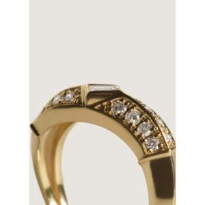 แหวนเพชรทรงบาแกตต์โค้งแบบฟรังโก้ ทองคำแท้ 14k สำหรับผู้หญิง น้ำหนักรวม 0.50 กะรัต - Product Image 3