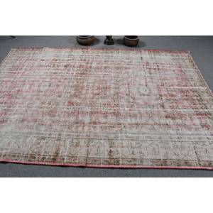 Alfombra turca Vintage rojo Beige 6,2X8,9 pies área grande diseño de retazos de lana para pasillo dormitorio látex para sala de estar cabecera - Product Image 3