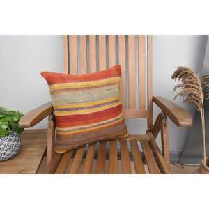 Multicolor Wool Kilim <b>18x18</b> Inch Rustic Accent Pillow Woven Vintage Fluffy Leaves Pattern Decorative Cushion - Product Image 1
