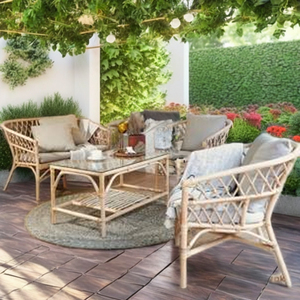 ชุดเฟอร์นิเจอร์ห้องนั่งเล่นสไตล์เอเชีย รุ่น California Living Set ทำจากหวาย ดีไซน์หรูหรา โซฟาและเก้าอี้นั่งสบาย ทนทาน เหมาะสำหรับบ้านและอพาร์ทเมนต์ - Product Image 2