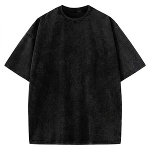 Custom Logo Men Loose Fit Short Sleeve O-Neck Knitted 100% Cotton Acid Wash Quick Dry 220g Needle Detection Silk Screen T-Shirt - Product Image 1