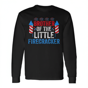 T-shirt à manches longues pour frères, motif promotionnel « Little Firecracker », pour l'anniversaire du 4 juillet - Product Image 2