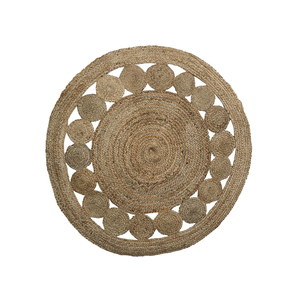 Vente chaude Conception Personnalisée Jute Organique Forme Ronde Tapis Brodé À La Main Jute Tapis Ensemble Utilisation pour Salon Et Chambre - Product Image 1