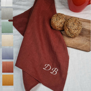 Serviette de cuisine en lin fin lavé à la pierre, écologique, personnalisée, séchage rapide, 100% biologique, brodée pour la vente en gros - Product Image 2