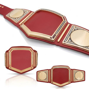 <b>Red</b> PU Boxing Championship <b>Belt</b> with Gold Plates and Diamond Accents Unisex Martial Arts Equipment - Product Image 5