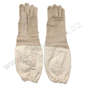 Guantes de lona y piel de oveja dorada para apicultura, protectores de manos de alta calidad para Apicultura - Product Image 5