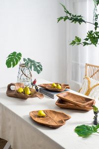 Plateau à feuilles de teck Feuille en bois, assiette à vaisselle, plateau Plateau en bois de teck en forme de feuille de nature vintage ou bol en bois - Product Image 6