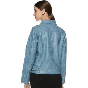 แจ็กเก็ตหนังแกะแบบลำลองของผู้หญิงเสื้อแจ็คเก็ตหนังแกะระบายอากาศได้ดีแฟชั่นฤดูใบไม้ร่วงฤดูหนาวกำหนดเองได้ย้อมสีล้วน - Product Image 3