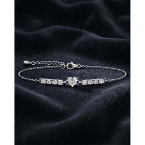 NOVAMART Fine Adorn with Rhodium Plated 14k Gold Heart Diamond Tennis <b>Bracelet</b> or <b>Bangle</b> 925 <b>Silver</b> Wholesale Export - Product Image 2