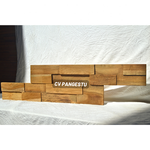 Revêtement mural en mosaïque solide artisanal en bois de teck naturel géométrique moderne 3D insonorisant pour la maison, la villa, le salon, l'intérieur - Product Image 2