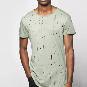 T-shirts d'été brodés personnalisés T-shirt délavé à l'acide vente de gros logo de t-shirts brodés délavés vierges - Product Image 1