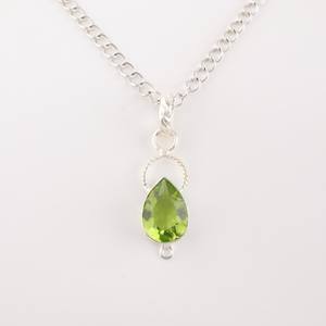 Peridot Sterling Silver Fashion Pendant Pear Gemstone Handmade August Birthstone Jewelry for Women Gift <b>Top</b> Grade Quality IGI - Product Image 1