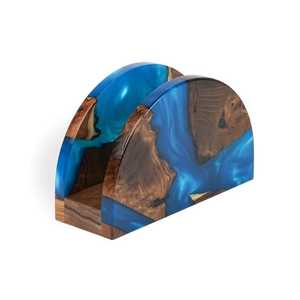 Boîte à mouchoirs en résine moderne en bois Vaisselle de mariage Porte-serviettes avec support de rangement du papier Anneaux de serviette à bas prix - Product Image 1