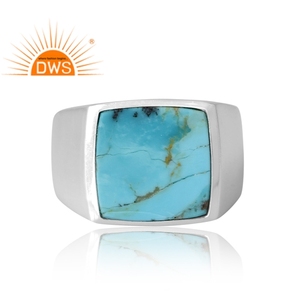 Nouveau modèle Design en argent sterling naturel Kingman Turquoise bague en pierres précieuses Design personnalisé fabricant de bijoux - Product Image 3