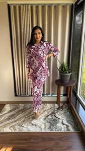 Conjunto elegante de rayón Coord para mujer, traje de cuello informal de estilo occidental 2025 con pantalones de hombro, ropa de fiesta semiformal de verano - Product Image 2