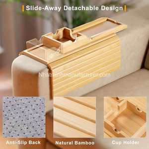 Modern Bamboo Sofa Arm Tray Table with Anti-Slip Design Waterproof Non-Folding Storage Holder for Couch Use - Product Image 1