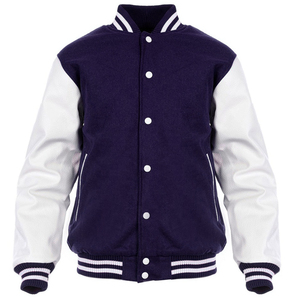 Veste Letterman Varsity personnalisée inspirée des années 90 avec corps en laine marine blanc en cuir véritable CollegeBaseballjacket pour hommes - Product Image 1