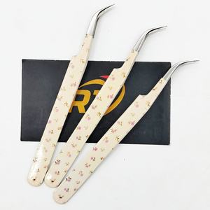 Pince à épiler professionnelle pour extensions de cils en acier inoxydable, pointe incurvée de précision, revêtement papier, pour volume de cils, pour salon, OEM Revamp - Product Image 2