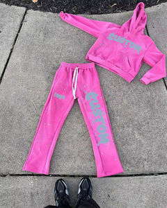 Conjuntos Deportivos de Invierno para Hombre con Estampado de Logotipo, Pantalones Acampanados y Sudaderas con Capucha, Trajes Deportivos de Dos Piezas, Servicio OEM - Product Image 3