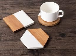 Ensemble de sous-verres de tasses à thé en pierre naturelle de Noël personnalisé tapis rond en bois de bambou pour mariages et événements - Product Image 4