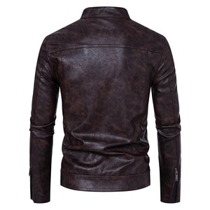 Veste en cuir solide et confortable de haute qualité pour hommes avec col montant pour la moto d'hiver, différentes couleurs disponibles - Product Image 6