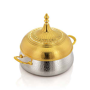 Stainless Steel <b>Food</b> Serving Hot Pot With Handles Finest Quality <b>Gold</b> And Silver <b>Color</b> Casserole Pot For Sale - Product Image 6