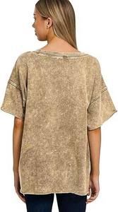 Camisetas de mujer de lavado ácido con cuello redondo de alta calidad Jersey de manga corta de Pakistán-Venta al por mayor - Product Image 5