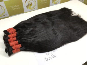 Cabello virgen negro de lujo con ondas naturales de 45 cm con calidad súper Doble - Product Image 3