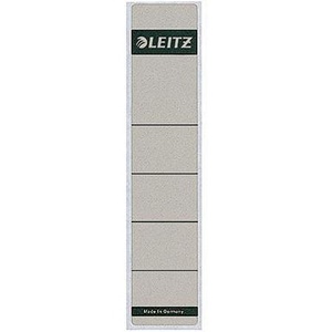 Etiqueta gris autoadhesiva con orificio para el dedo para archivadores de columna estrecha/corta, 39 x 192 mm, 100 etiquetas/paquete, LEITZ - Product Image 1