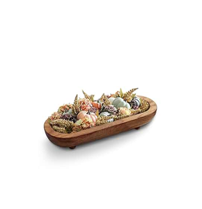 Cuencos de masa de madera Bandeja decorativa rústica Tallada a mano Pieza larga grande al mejor precio color madera natural - Product Image 1