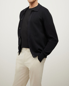 เสื้อสเวตเตอร์ถักแขนยาวสำหรับผู้ชายใส่สบายเสื้อกันหนาวลำลอง100% ผ้าฝ้ายเนื้อนุ่มปักโลโก้ - Product Image 3