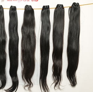 Vente en gros d'extensions de cheveux humains vierges Remy de couleur noire lisses, soyeuses, ondulées, naturelles, indiennes, traitement en lot pour femmes - Product Image 5