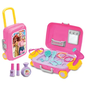 Barbie Beauty Set Luggage 18 pcs Make Up Case with Cosmetic Toys Pretend Play Kids New Quality Plastic Toy for girl Wholesale